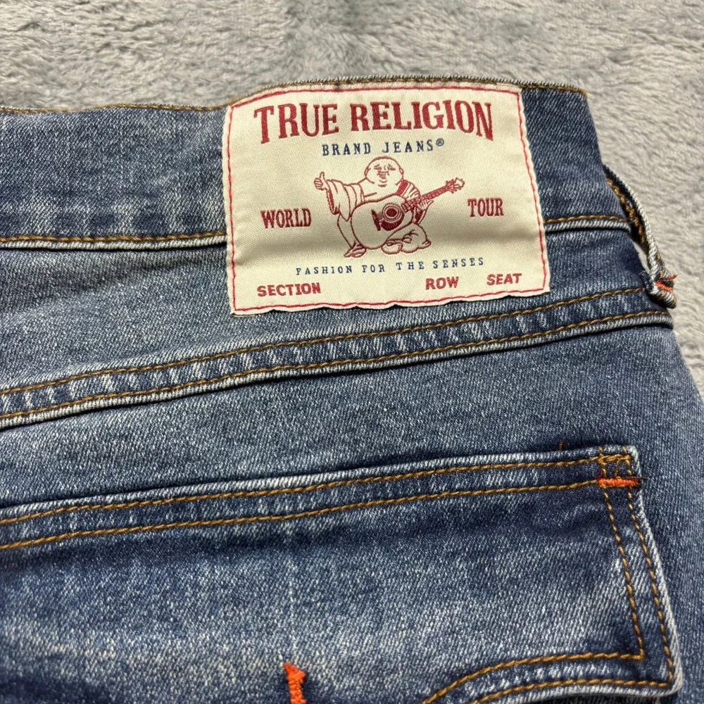 True Religion Ricky Mens 34x34 Blue Relaxed Straight Jeans Flap Pocket Denim Y2K